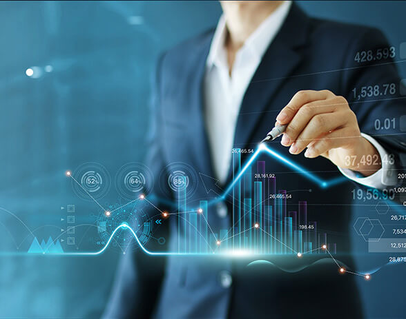 businessman draw growth graph progress business analyzing financial